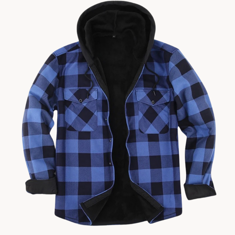 Herren Flanelljacke Fleece Gefüttert Kapuze Warm - IdealeKleiden