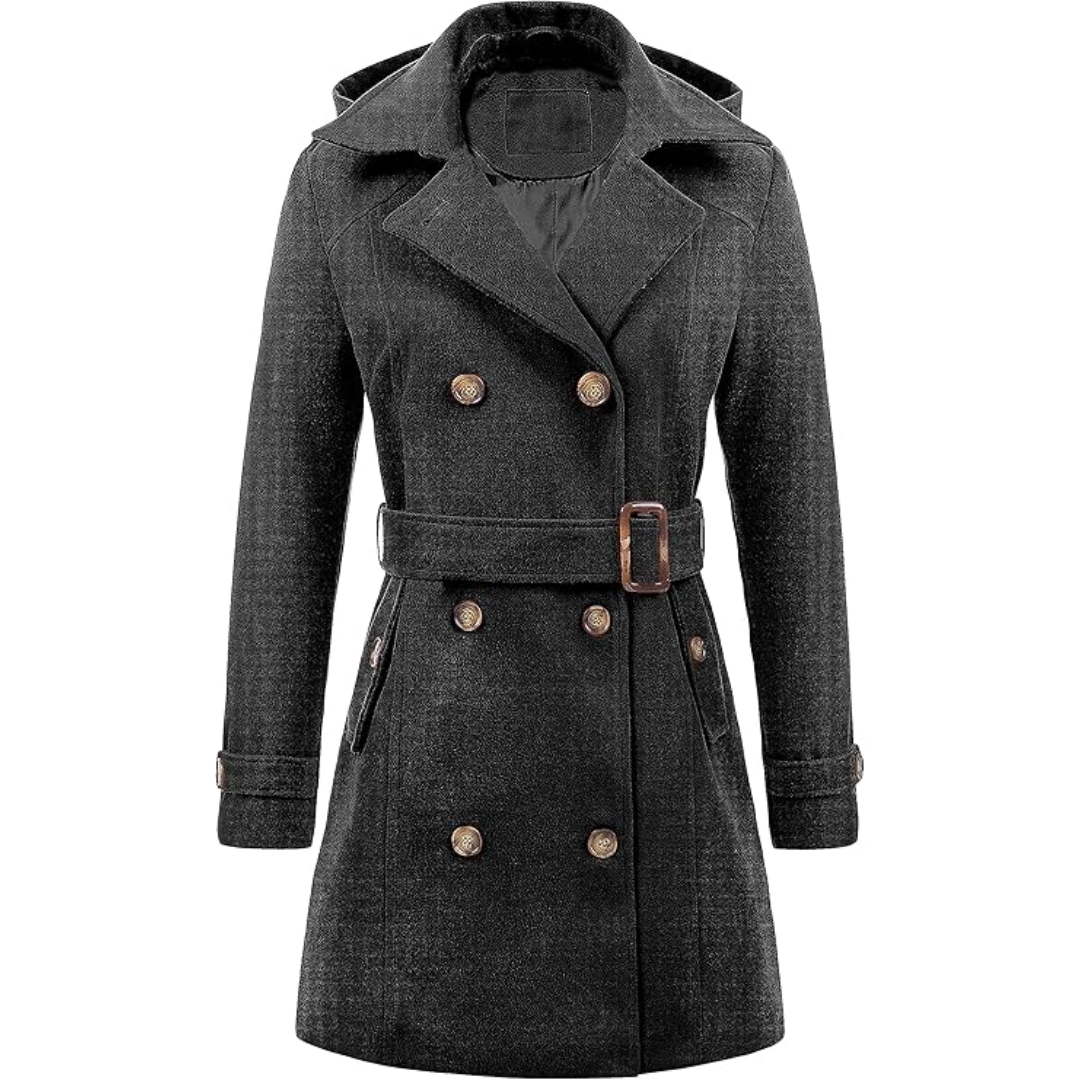 Warmes Winterkleid | Gesteppter Trenchcoat mit Kapuze