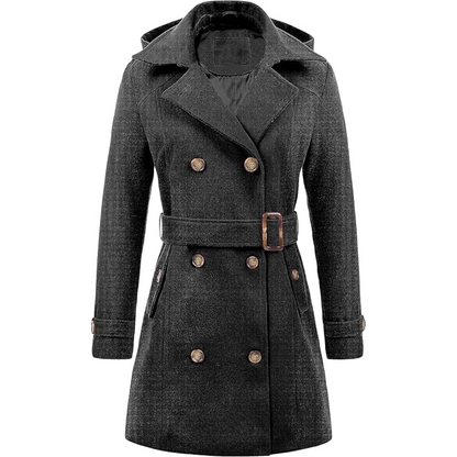 Warmes Winterkleid | Gesteppter Trenchcoat mit Kapuze