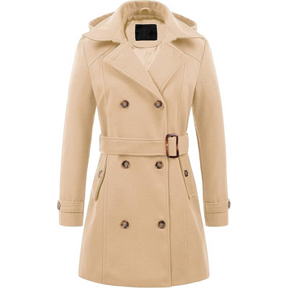 Warmes Winterkleid | Gesteppter Trenchcoat mit Kapuze