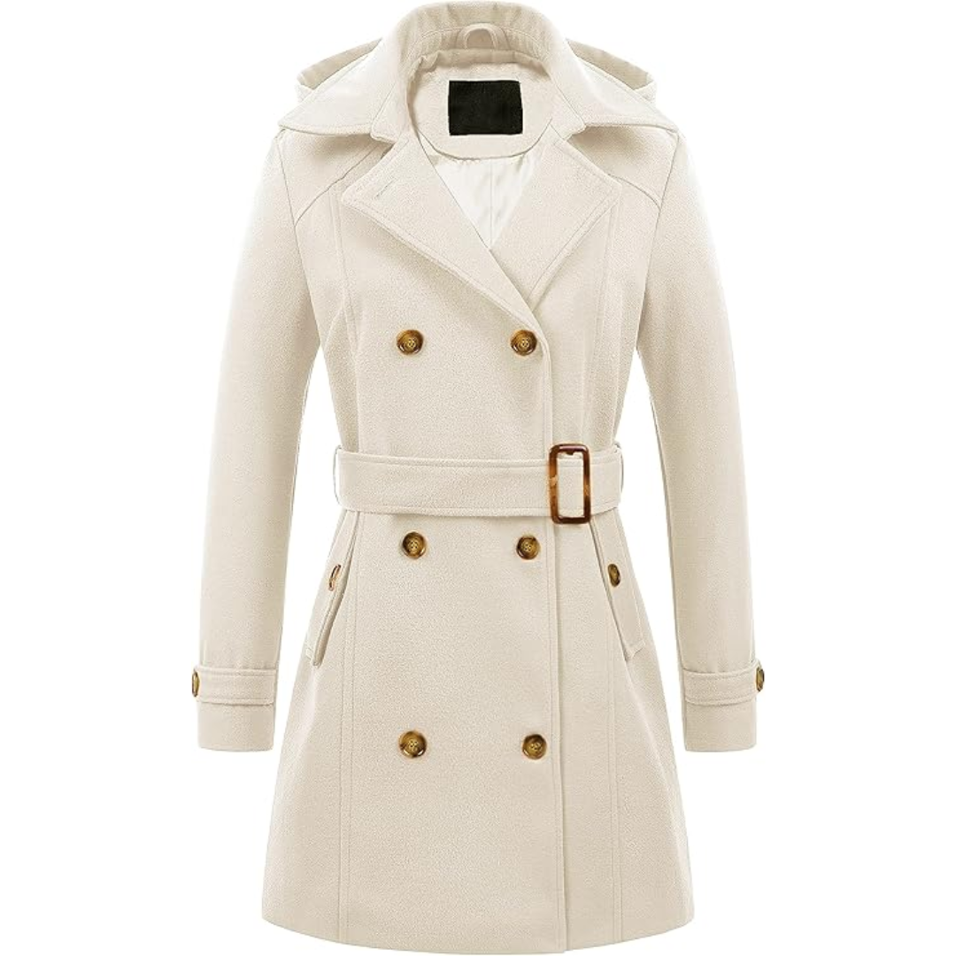 Warmes Winterkleid | Gesteppter Trenchcoat mit Kapuze