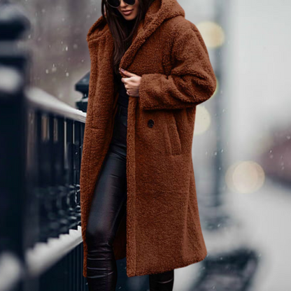 Übergrößer Wintermantel Lang Kapuze Weich