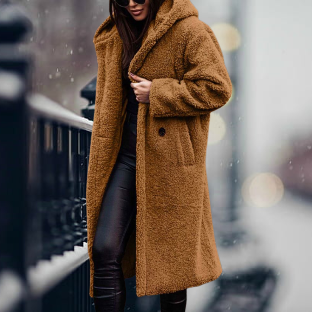Übergrößer Wintermantel Lang Kapuze Weich