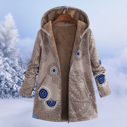 Damen Winterjacke Lang Floralmuster Elegant