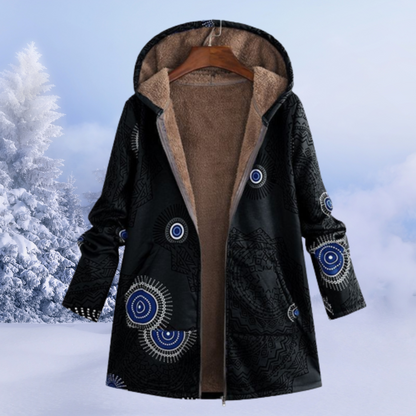 Damen Winterjacke Lang Floralmuster Elegant
