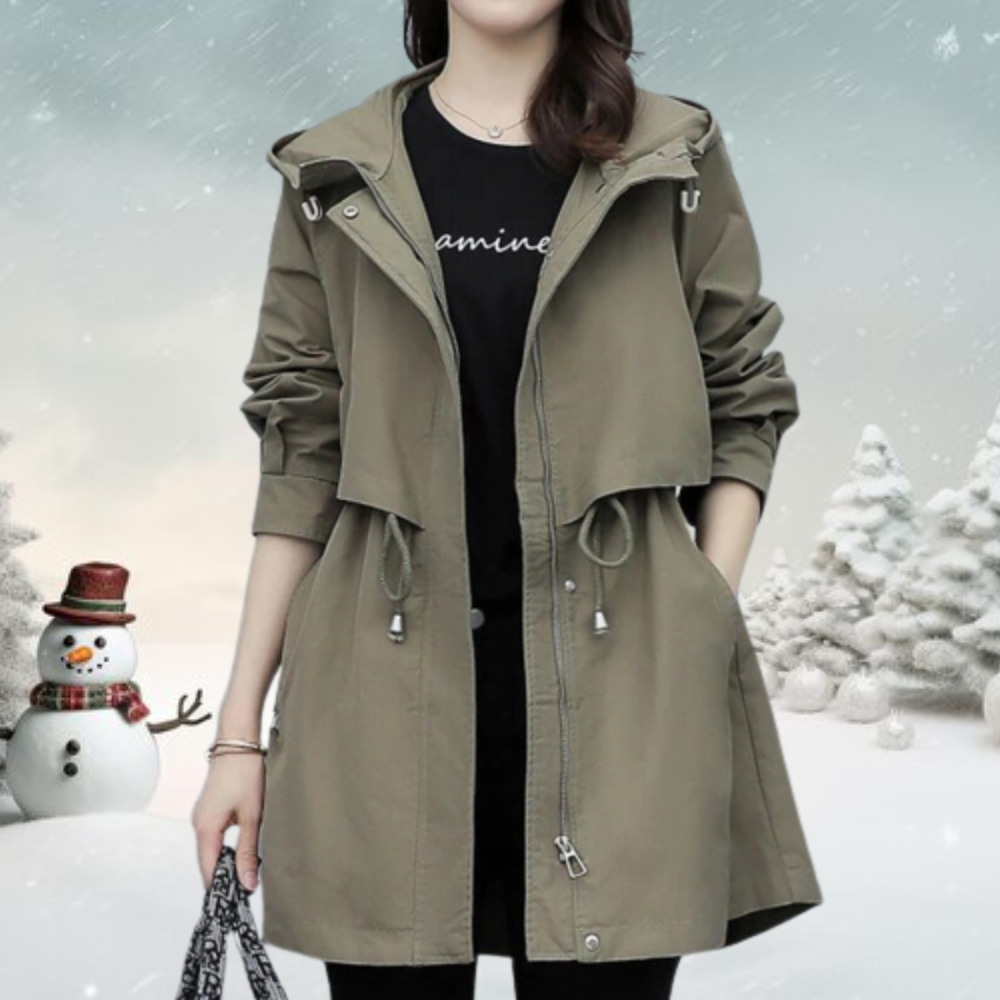 Stylischer Trenchcoat Damen mit Kapuze