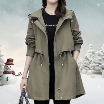 Stylischer Trenchcoat Damen Kapuze