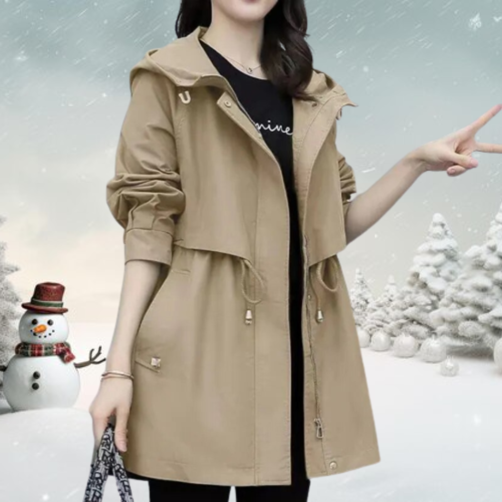 Stylischer Trenchcoat Damen mit Kapuze