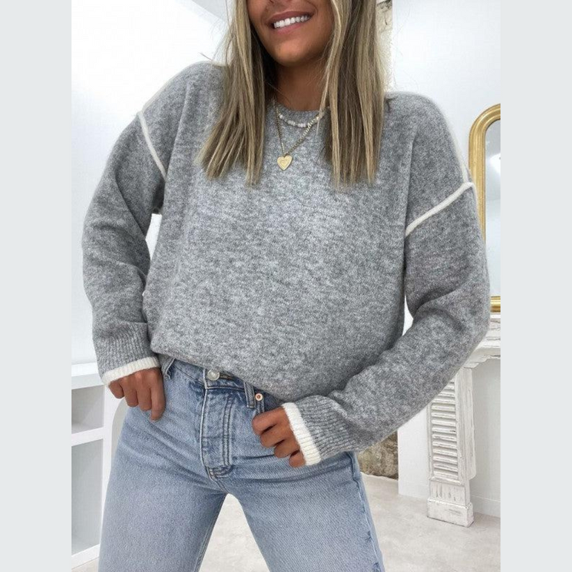 Eleganter Rundhals Pullover Damen - IdealeKleiden