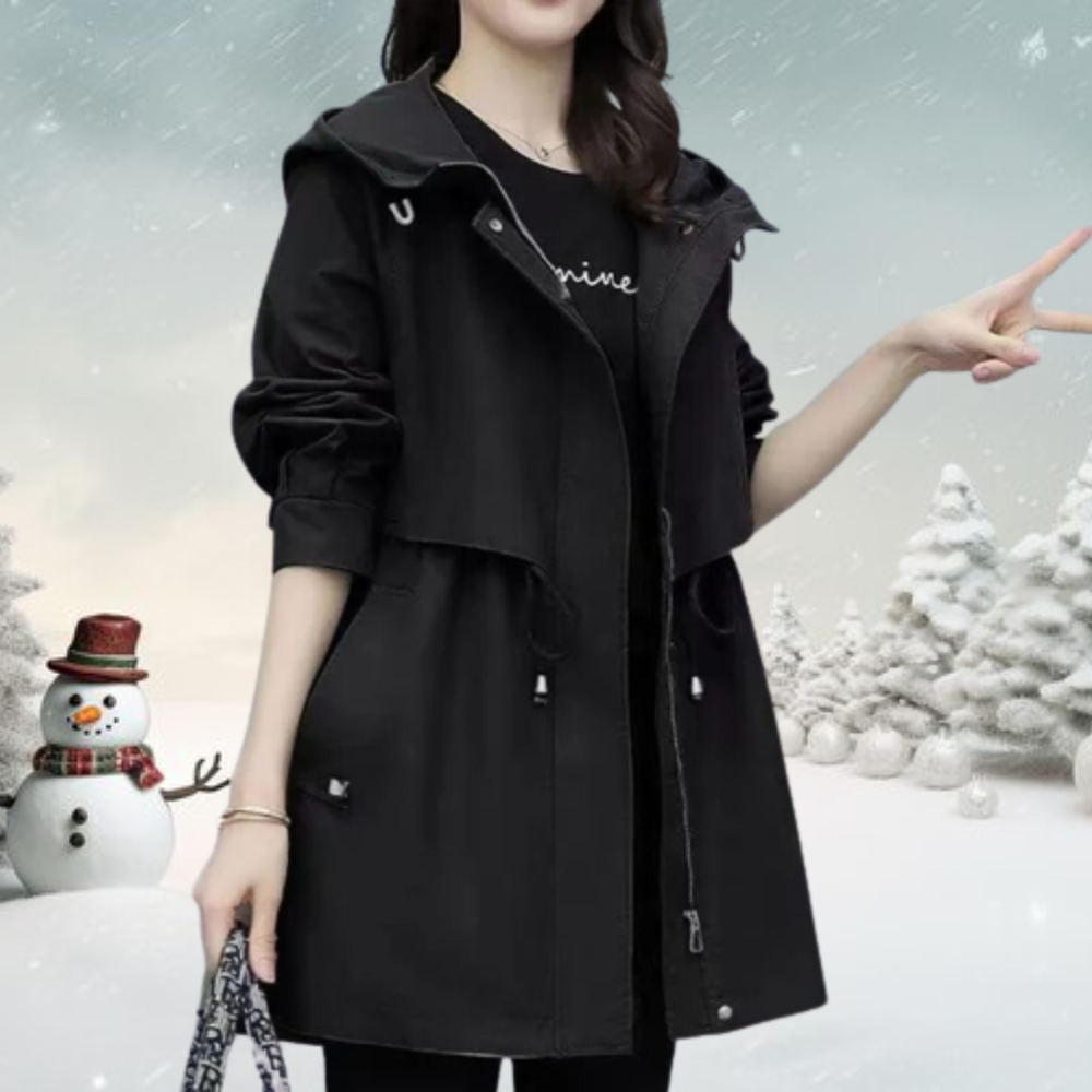 Stylischer Trenchcoat Damen mit Kapuze
