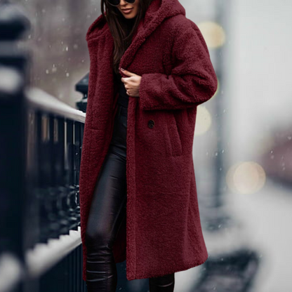 Teddyjacke Damen Weich Fleece Kapuze Warm Komfort