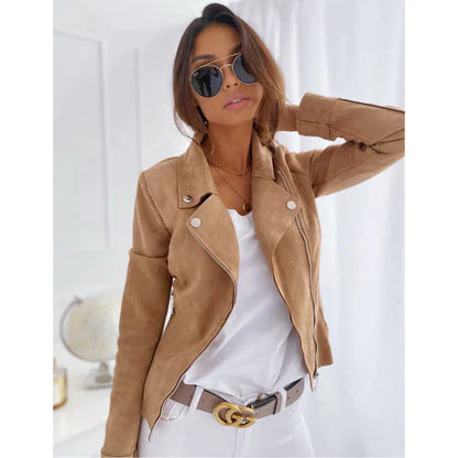 Stilvolle Lederjacke Damen Soft Wildleder