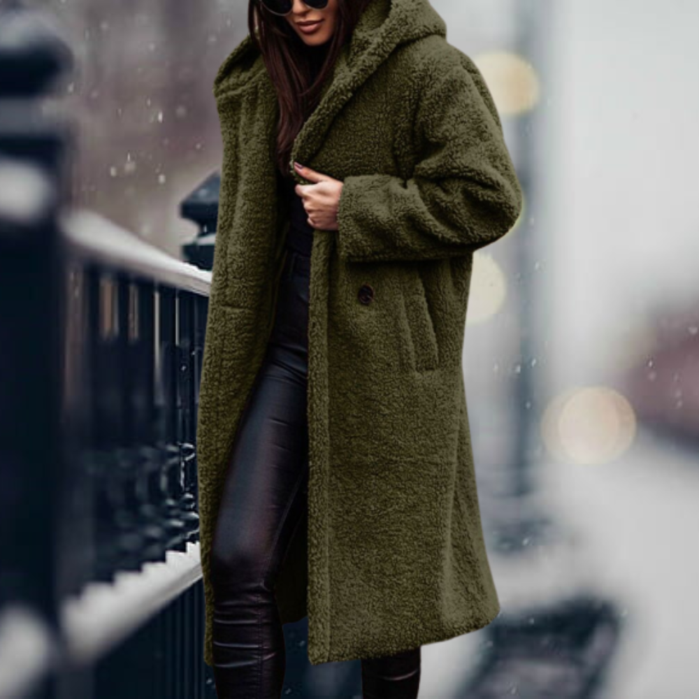 Teddyjacke Damen Weich Fleece Kapuze Warm Komfort