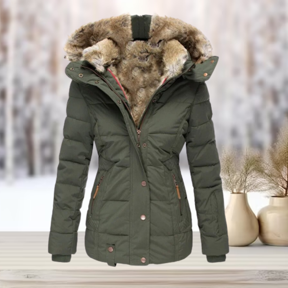 Damen Winterjacke Puffer Elegant Schwarz