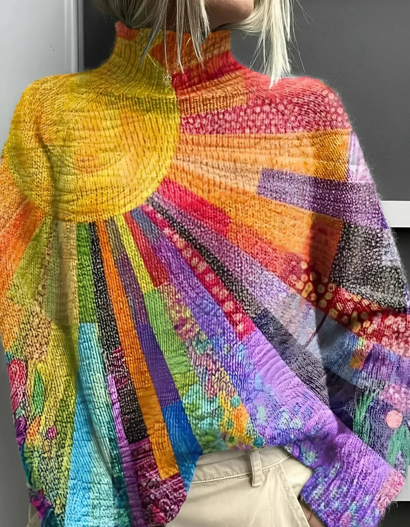 Bunter Frauen Rollkragenpullover Fröhlich - IdealeKleiden