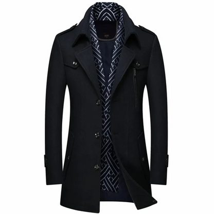 Langer Herrenmantel Schwarz Elegant