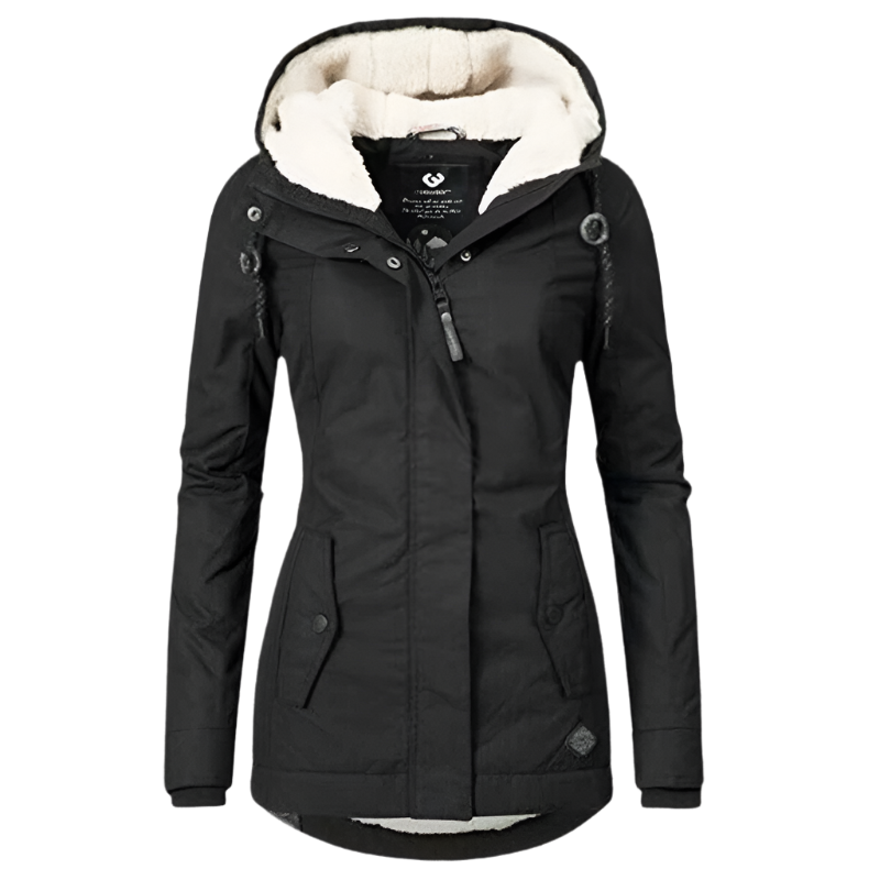 Warme Damenwinterjacke mit Kapuze Steppjacke