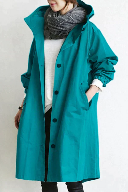 Lange Trenchcoat Damen Elegant Kapuze