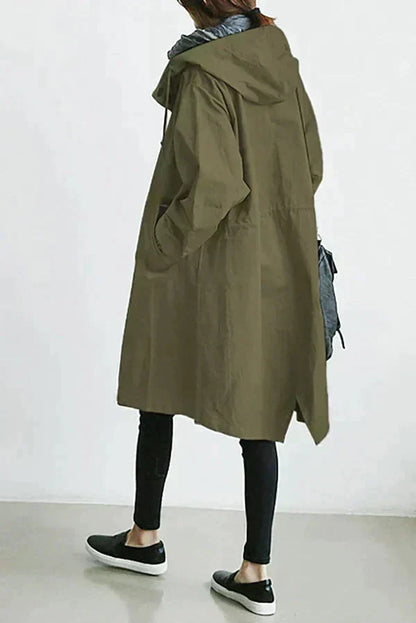 Lange Trenchcoat Damen Elegant Kapuze