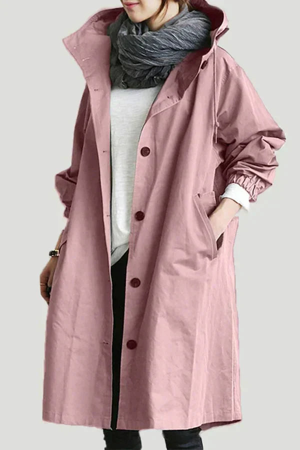 Lange Trenchcoat Damen Elegant Kapuze