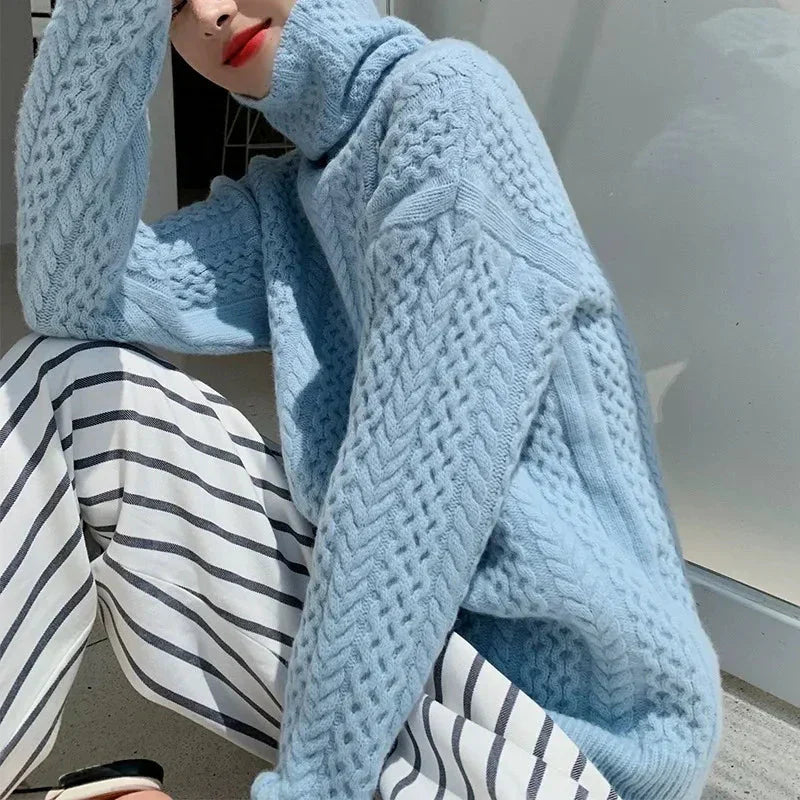 Damen Strickpullover Weich Gemustert