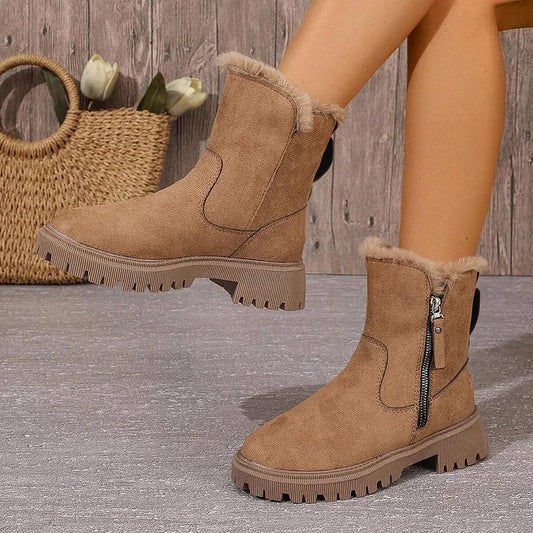Weiche Plüschstiefel Damen Kurz Winterstiefel - IdealeKleiden
