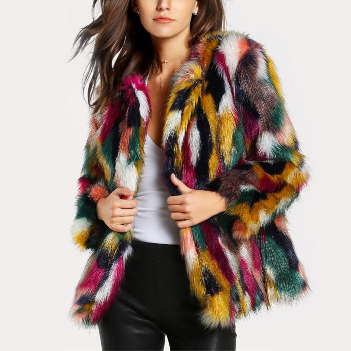Modisches Kleid | Kunstfell Wintermantel