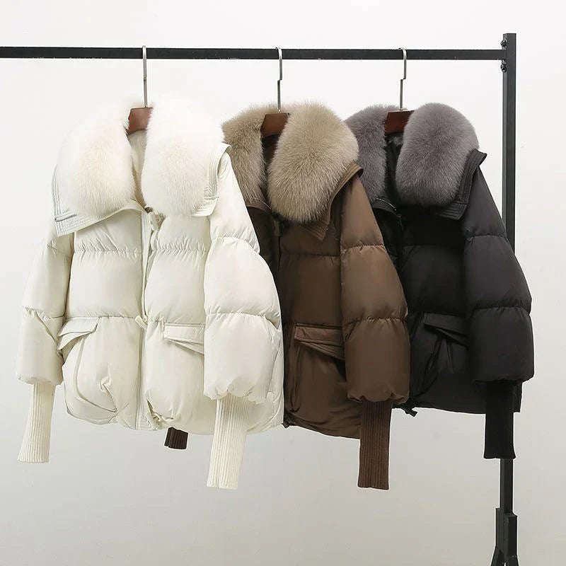 Eliza - Luxus Daunenjacke Kunstpelz Kragen Damen - IdealeKleiden