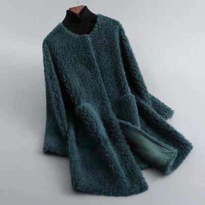 Bequemer Wollmantel Relaxed Fit mit Taschen