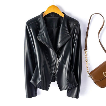 Lederjacke Damen Stylisch Asymmetrisch
