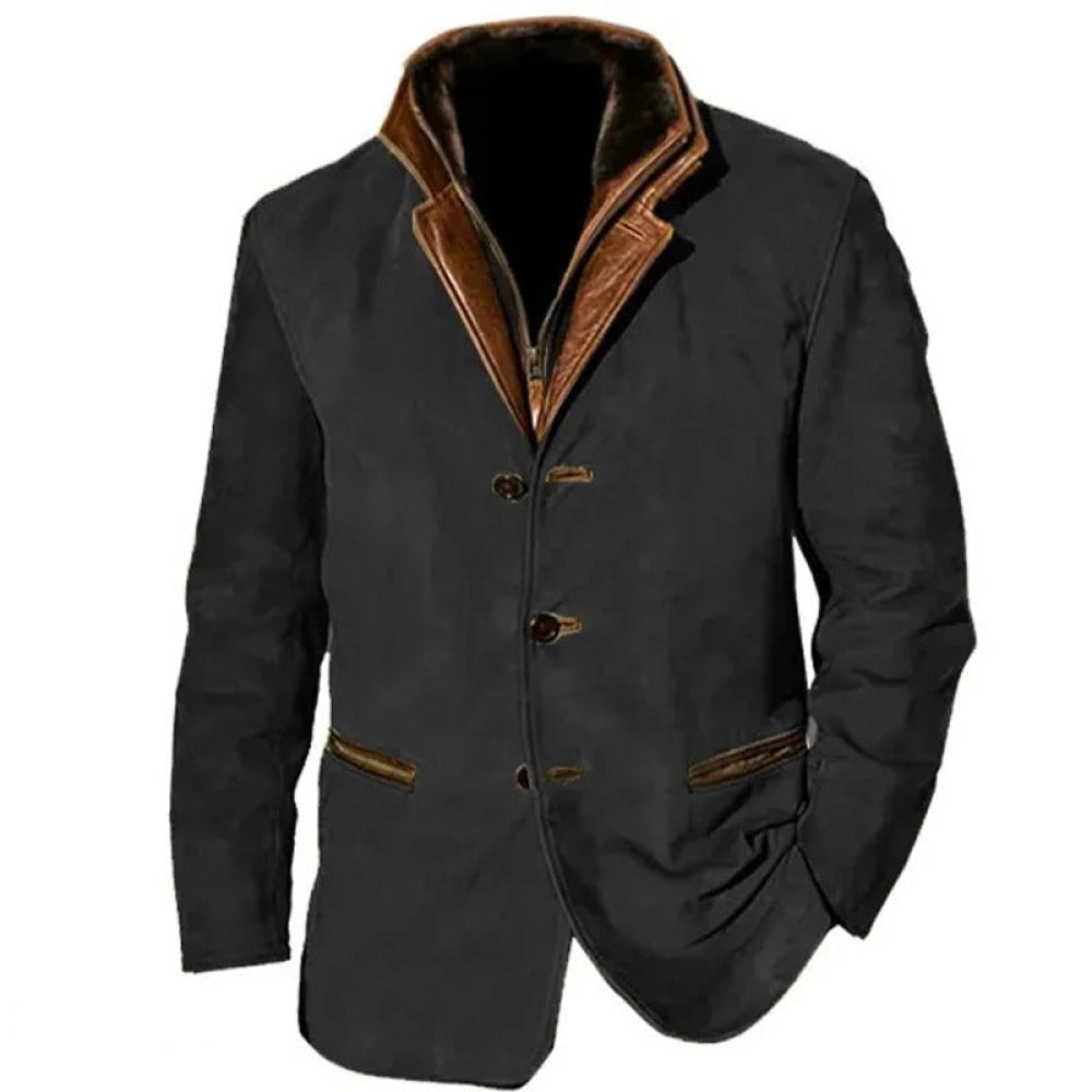 Herren Lederjacke Retro Stil Lässig