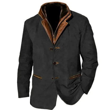 Herren Lederjacke Retro Stil Lässig