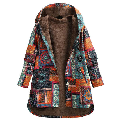 Blumenmuster Kapuzenjacke Damen