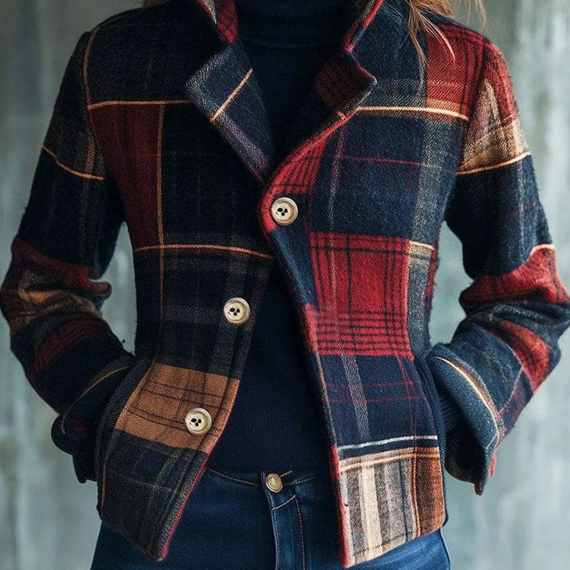 Karo Kurzmantel Damen Wollmix - IdealeKleiden