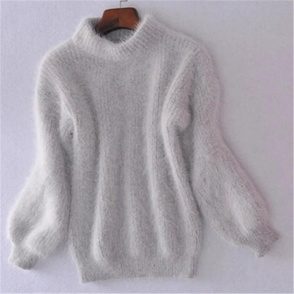 Weicher Angora Pullover Damen Lässig
