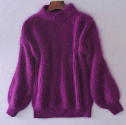 Weicher Angora Pullover Damen Lässig