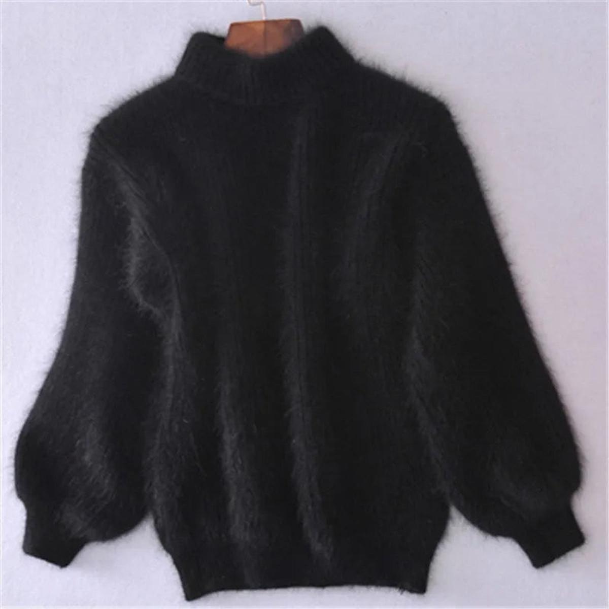 Weicher Angora Pullover Damen Lässig