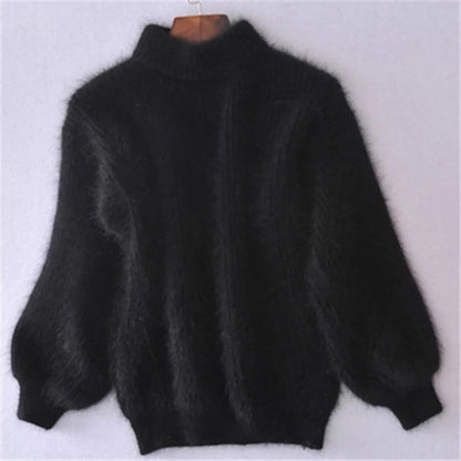 Weicher Angora Pullover Damen Lässig