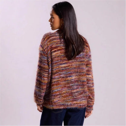 Damen Strickjacke Bunt Langärmlig Mit Knöpfen - IdealeKleiden