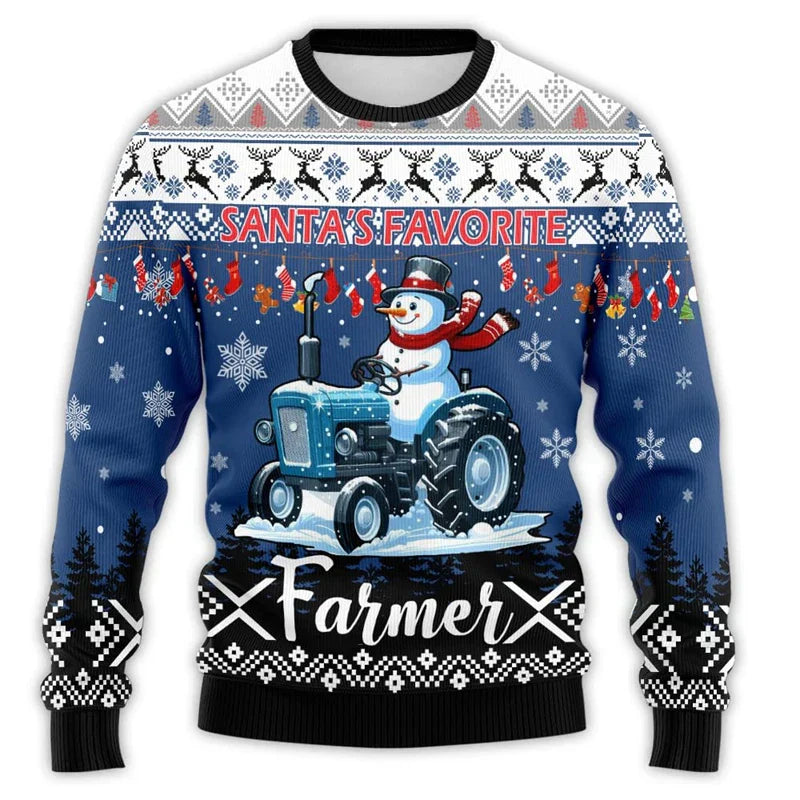 Weihnachtspullover Traktor Design - Bequemer Herren Pullover