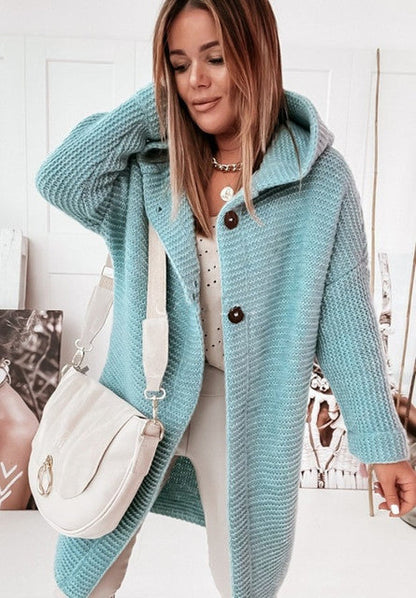 Kuschelige Winterjacke Langarm Cardigan Mit Knöpfen