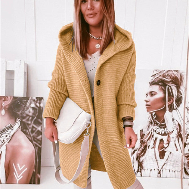 Kuschelige Winterjacke Langarm Cardigan Mit Knöpfen