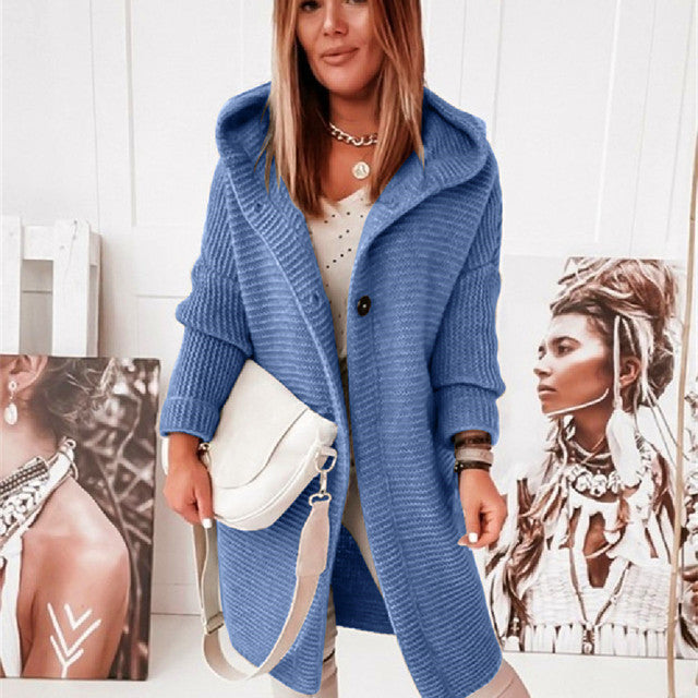 Kuschelige Winterjacke Langarm Cardigan Mit Knöpfen - IdealeKleiden