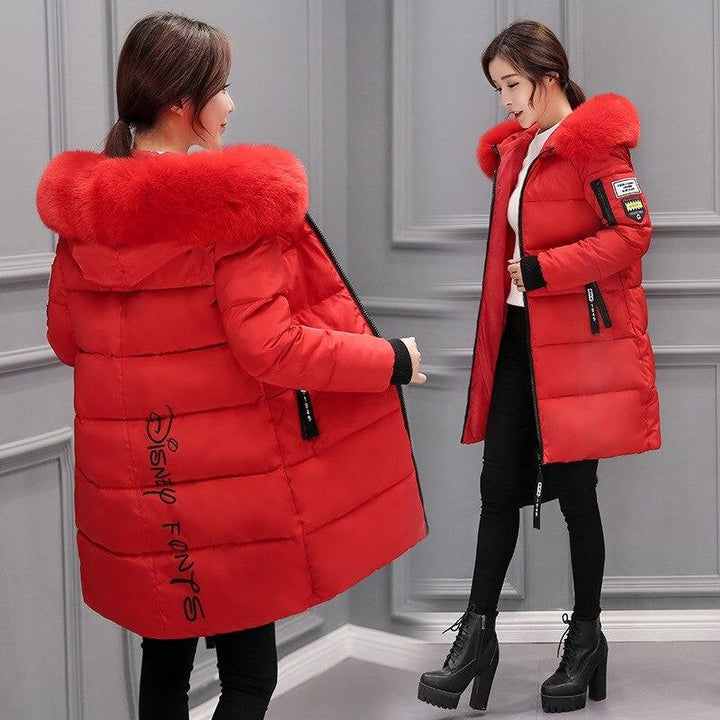 Elegant Wintermantel Damen Hoch Tailliert Pelz Kragen