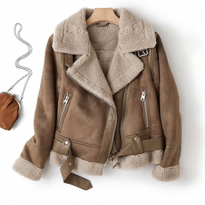 Lederjacke Biker Stil Asymmetrisch