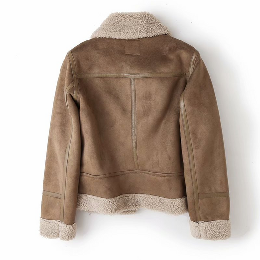 Lederjacke Biker Stil Asymmetrisch - IdealeKleiden