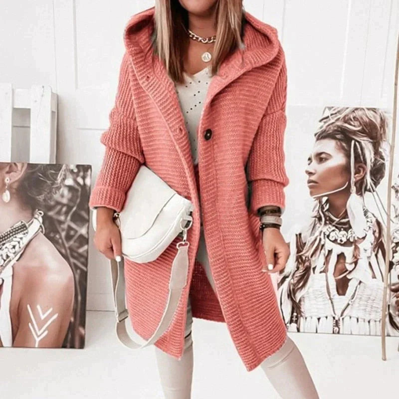 Kuschelige Strickjacke mit Kapuze Großzügig