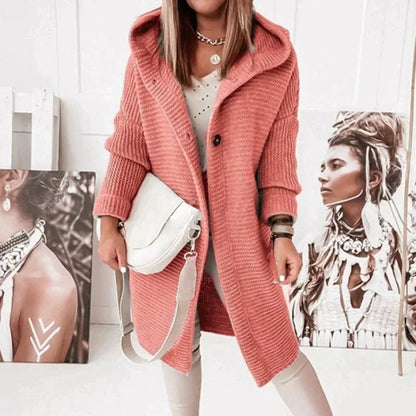 Kuschelige Strickjacke mit Kapuze Großzügig