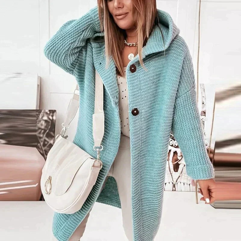 Kuschelige Strickjacke mit Kapuze Großzügig