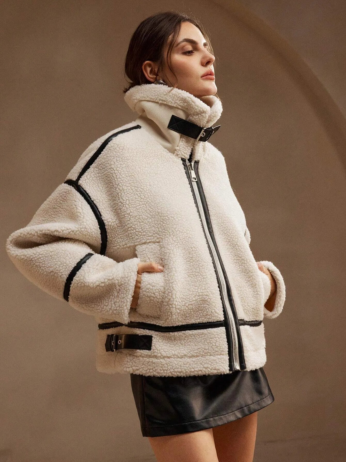 Winter Aviator Jacke Teddy Kunstfell Warm